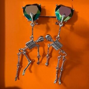 Betsey Johnson Dancing Skeleton Dangle Earrings in Gift Box
